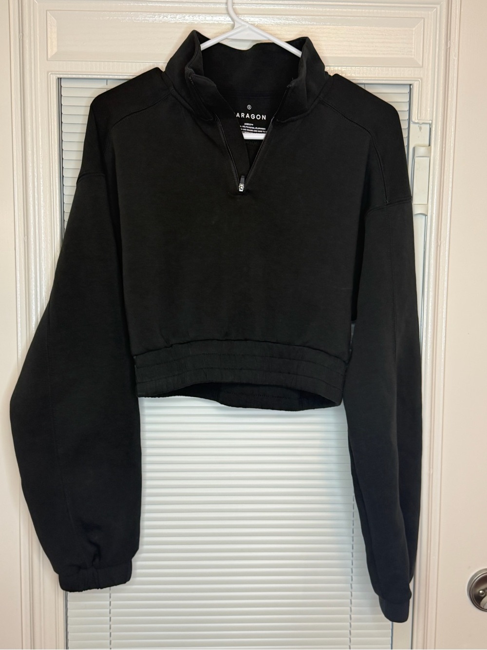 PARAGON Black Cropped Quarter-Zip Pullover Hoodie